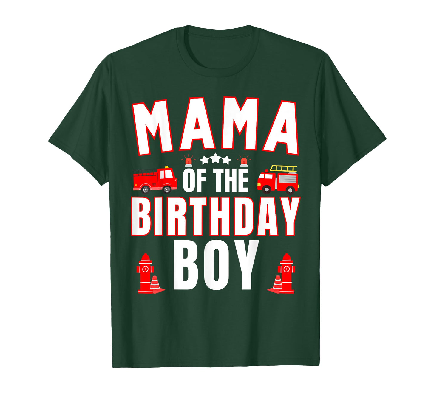 Mama of the Birthday Boy Fire Truck Firefighter Bday Party T-Shirt
