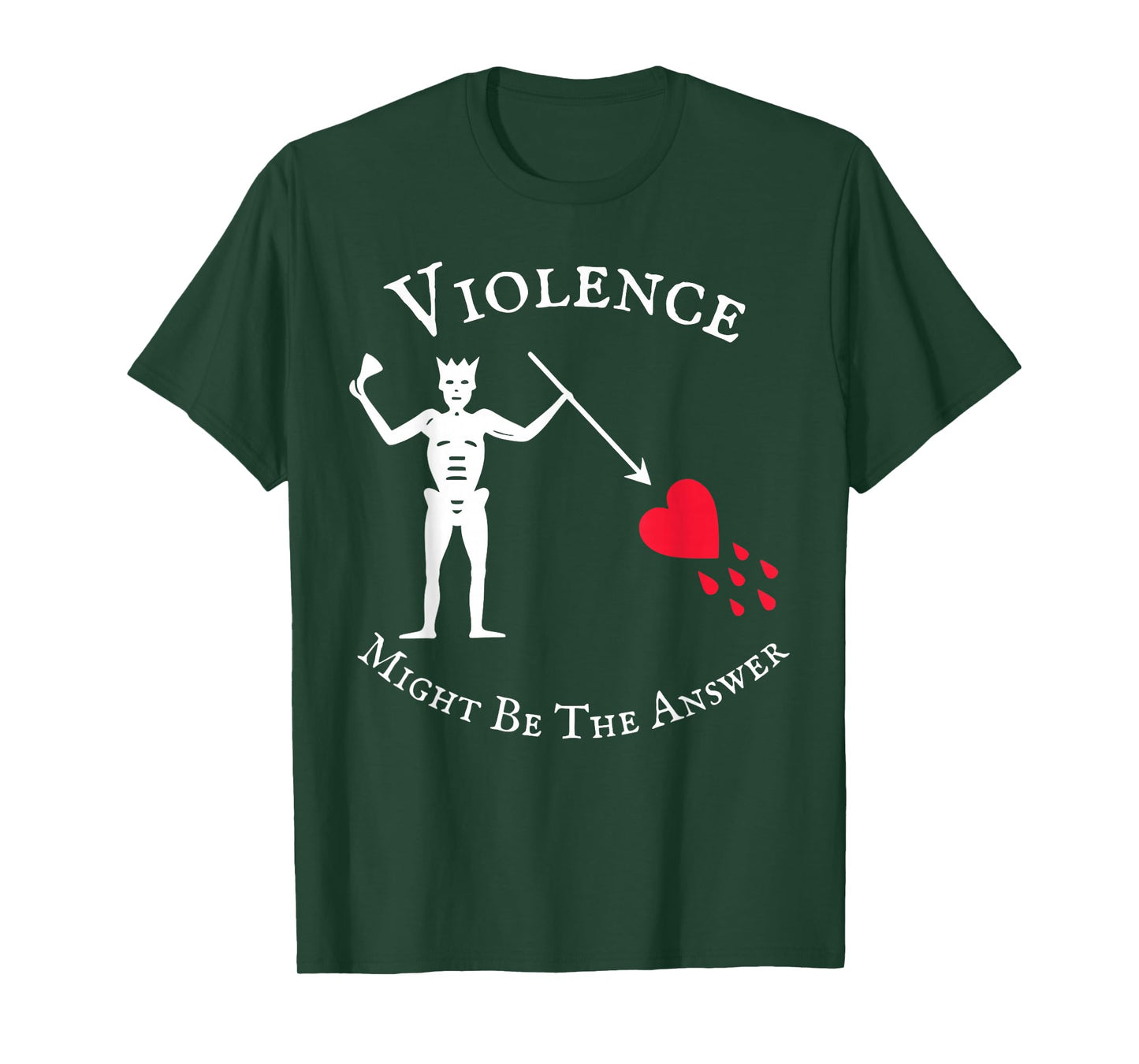 Violence Might Be The Answer Pirate Skull Retro Design T-Shirt