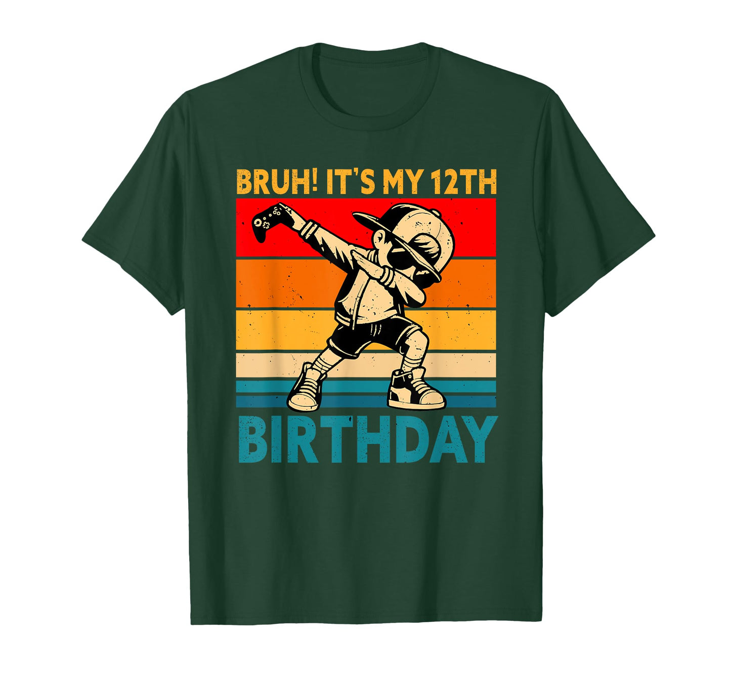 Bruh It's My 12th Birthday 12 Years Old Boy Dabbing Gamer T-Shirt