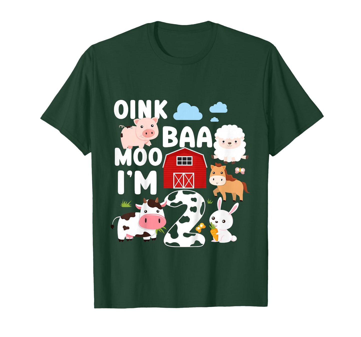 Oink Baa Moo I'm 2 Farm Animals 2nd Birthday For Kids T-Shirt