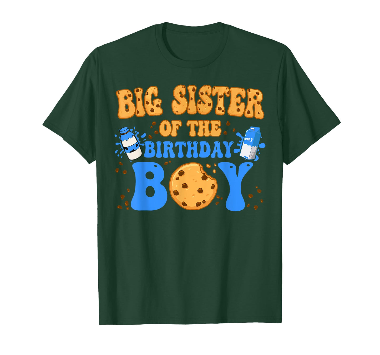 Big Sister Of The Birthday Boy Milk and Cookies Lover T-Shirt