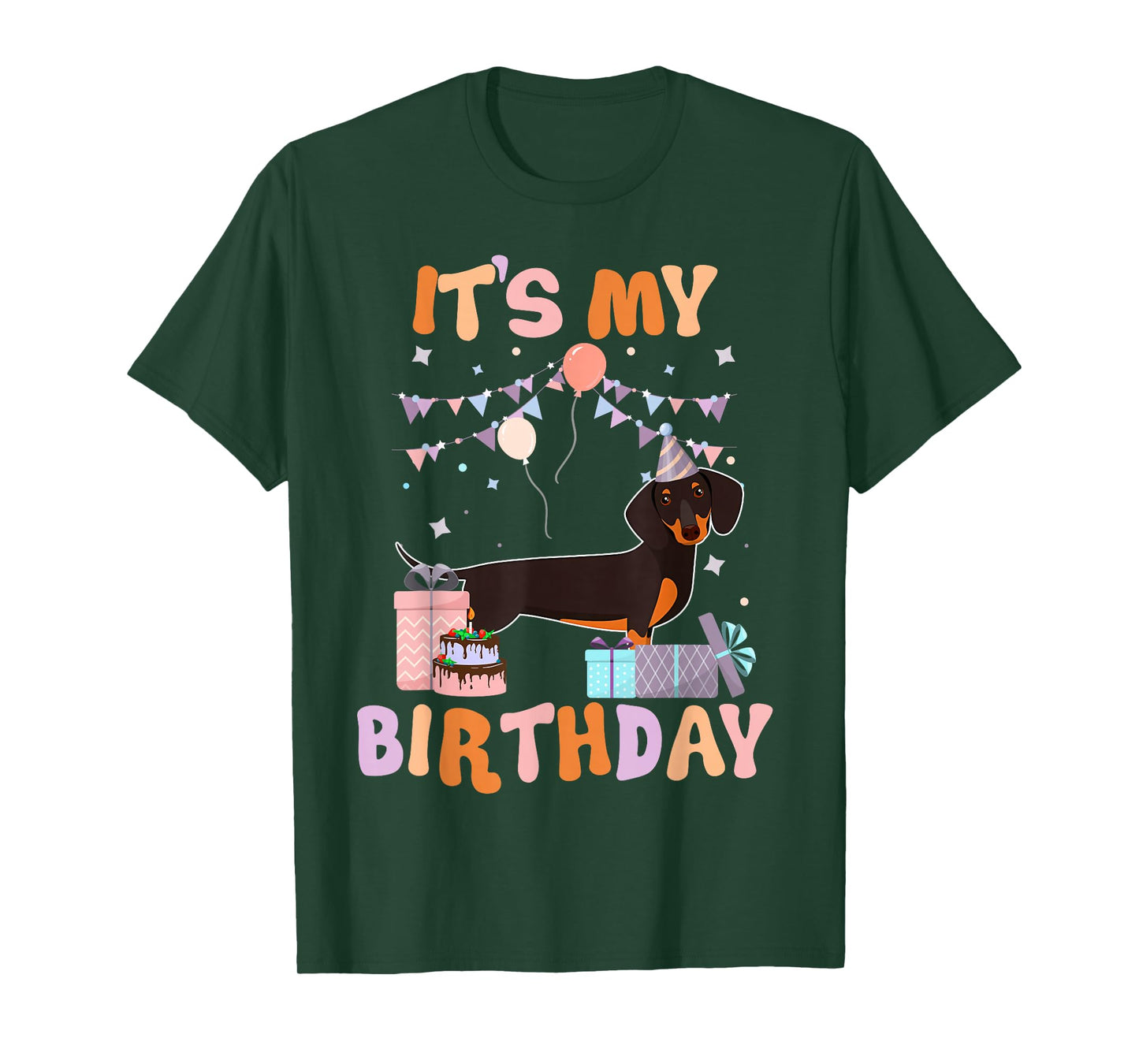 Its My Birthday Dachshund Dog Funny Birthday Party Dog Lover T-Shirt