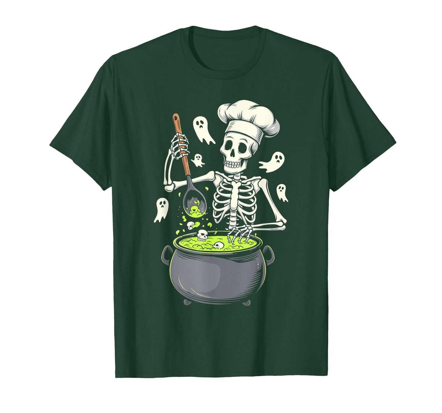 Funny Skeleton Chef Cooking Lovers Spooky Halloween Brew T-Shirt