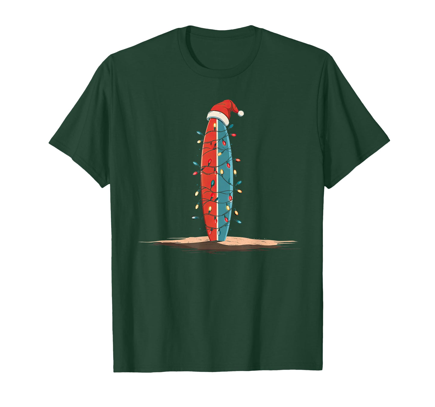 Funny Surf Christmas Lights Lover Surfboard Surfing Surfer T-Shirt