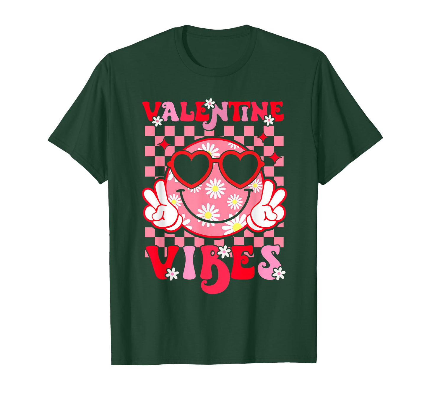 Girls Valentines Day Cute Smile Face Valentine Vibes Kids T-Shirt