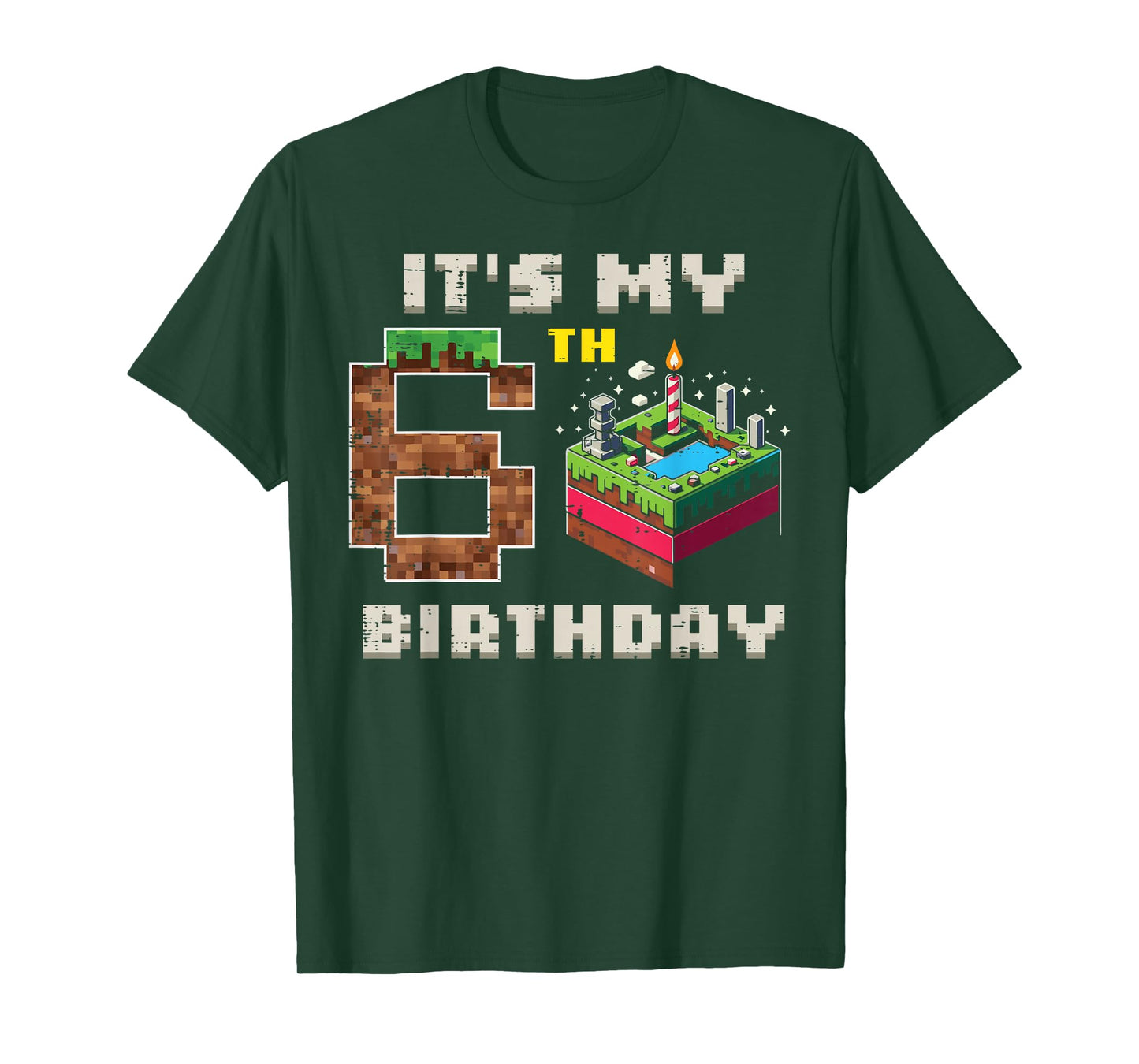 My 6th Birthday Pixel Game 6 Cake Video Gamer Boys Kid Youth T-Shirt