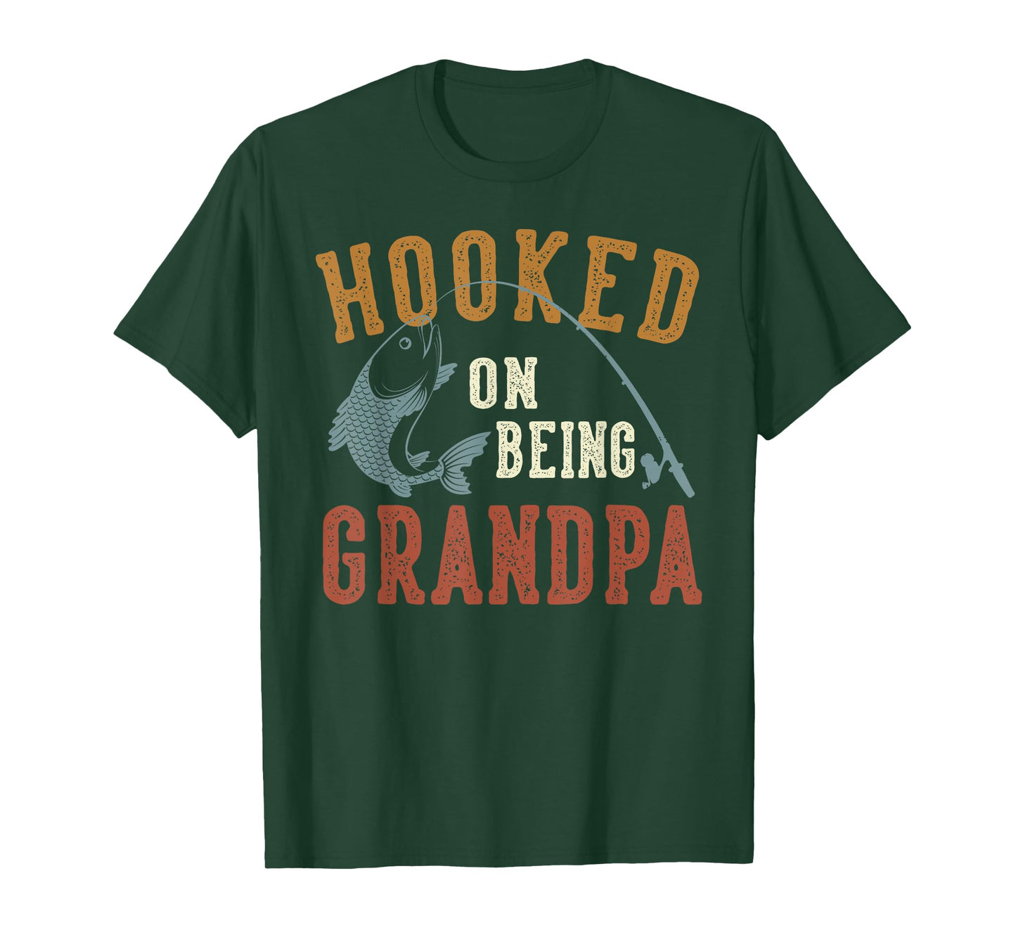 Hooked On Being Grandpa Father's Day Fishing Grandpa T-Shirt