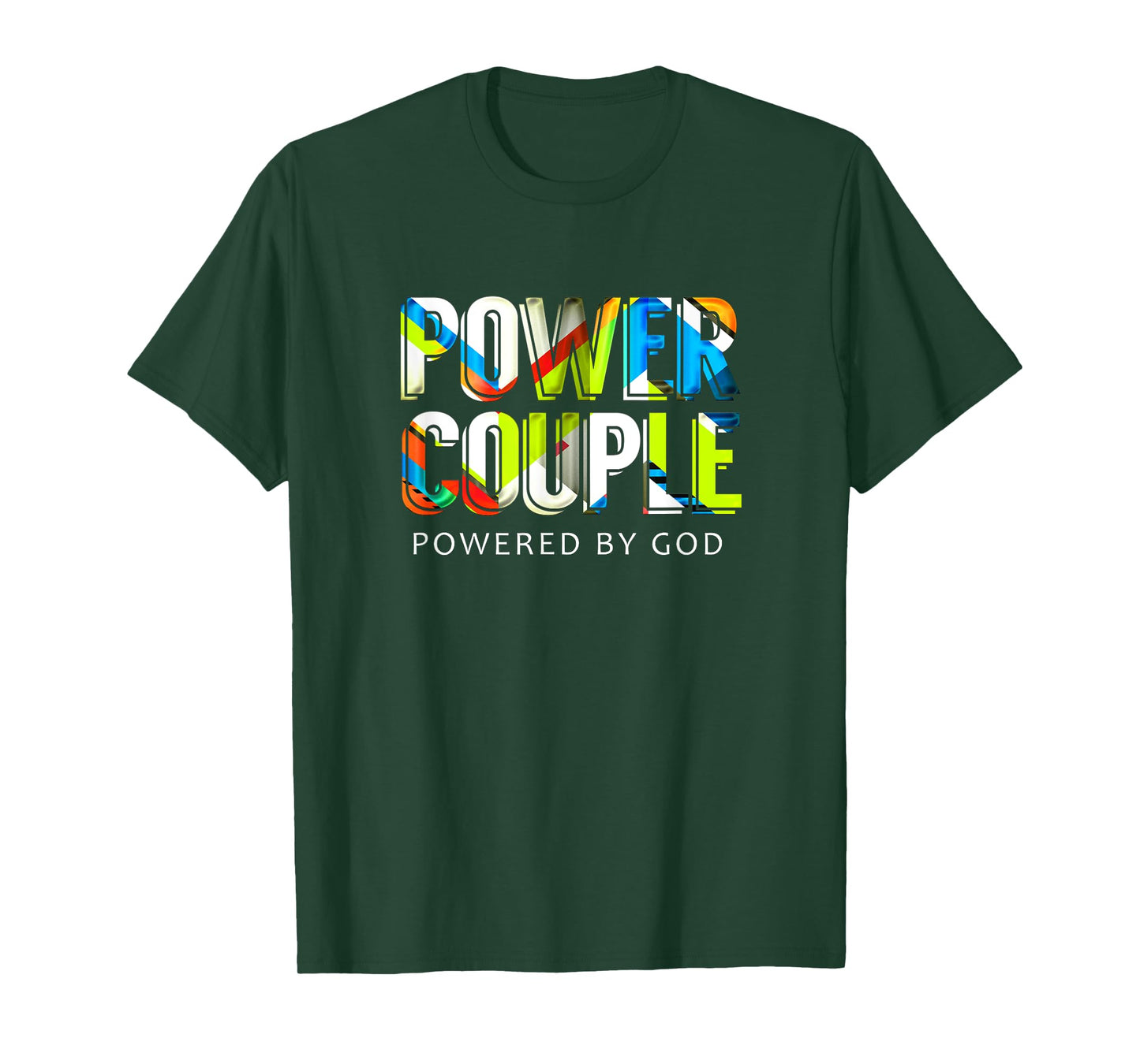 Power Couple, Powered By God Mens Christian Couple TShirt T-Shirt