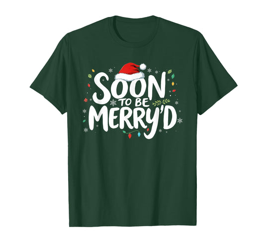 Soon to Be Merry'd Christmas Engaged Fiance Santa Couples T-Shirt