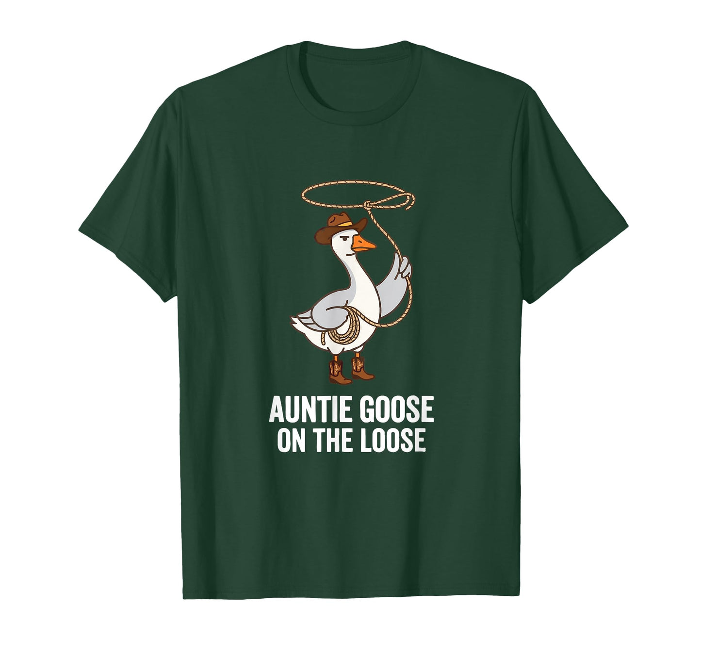 Auntie Goose on The Loose Funny Goose Cowboy Rodeo Lasso T-Shirt