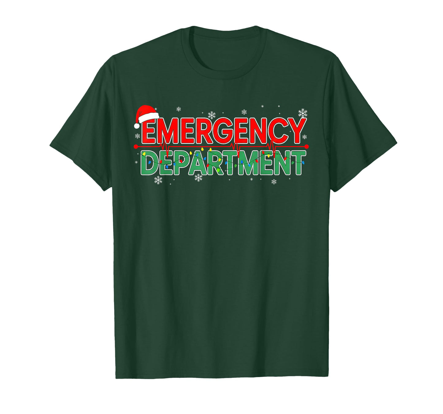 Er Nurse Christmas Emergency Department Nursing Xmas Lights T-Shirt