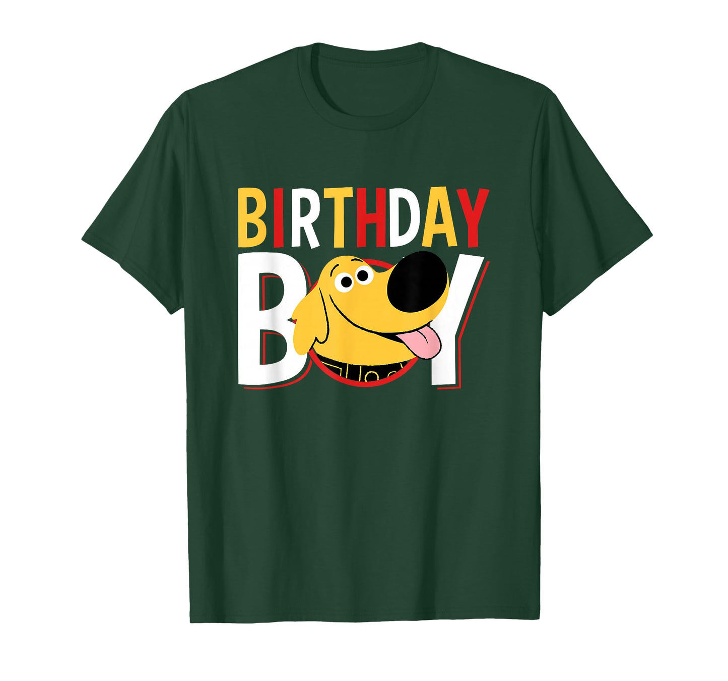 Disney Pixar Up Birthday Boy Cute Dug Big Chest Text Logo T-Shirt