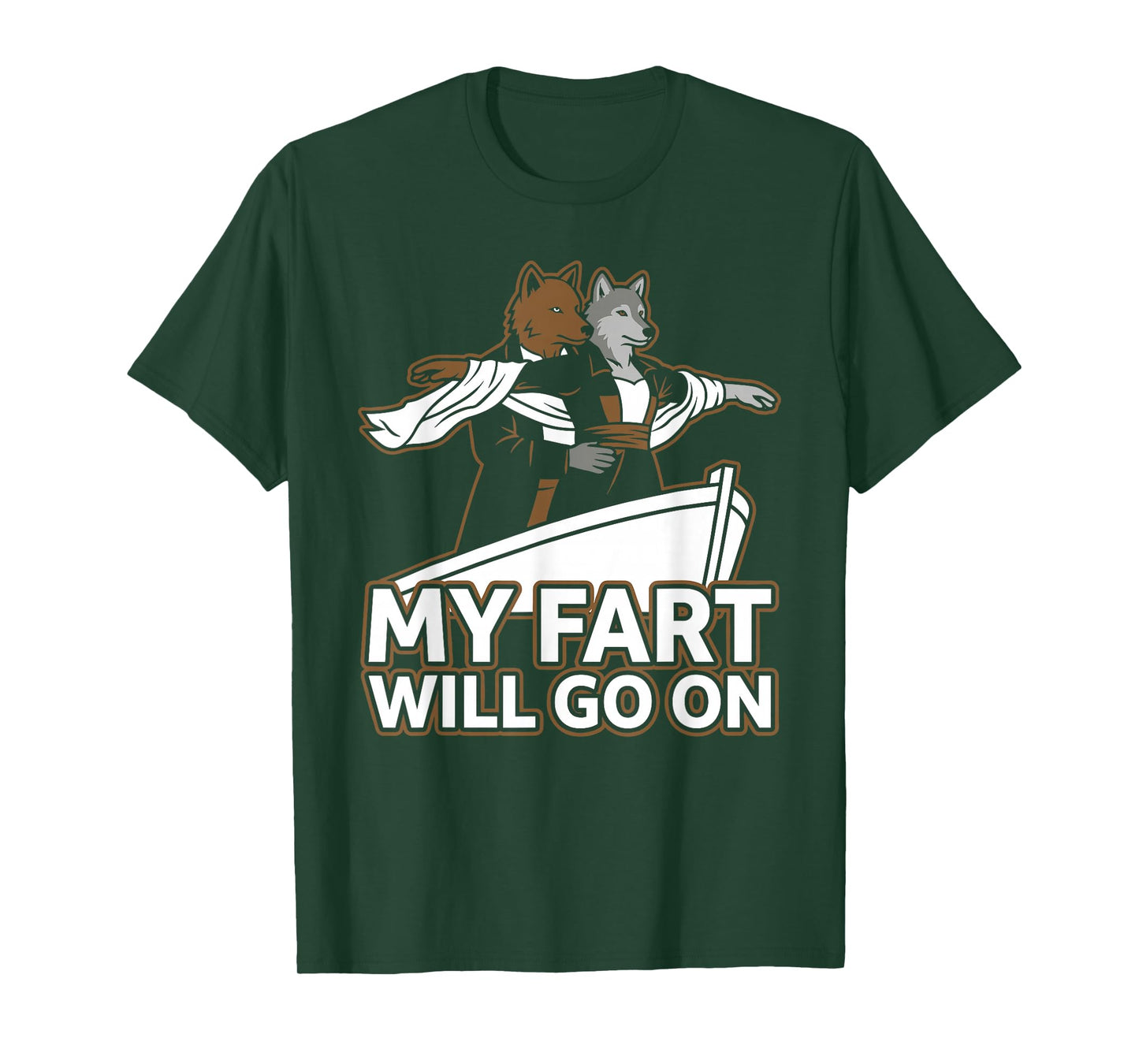 Funny Titanic Alpha Wolf Parody My Fart Will Go On Humor T-Shirt