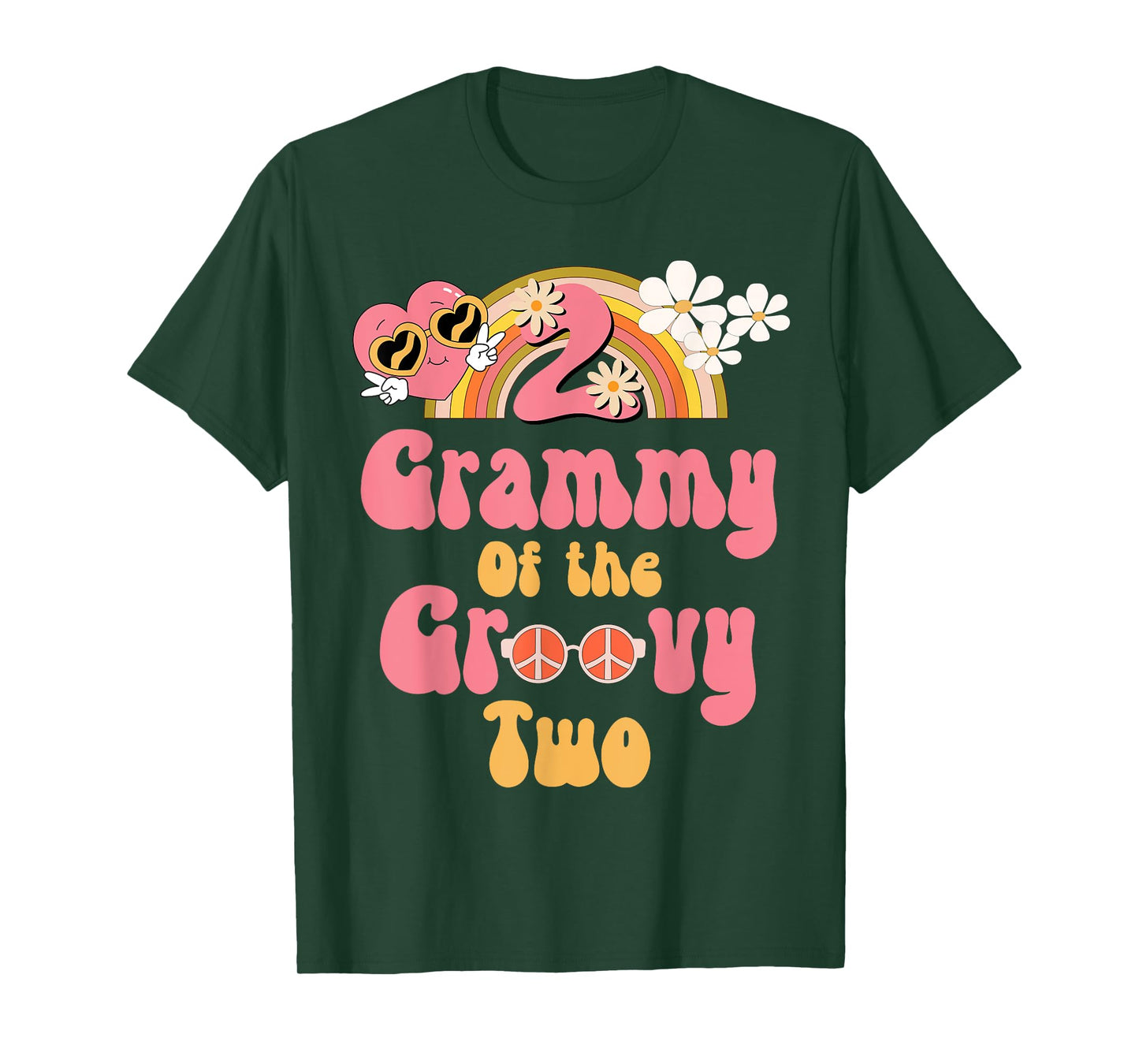 Grammy of the Groovy Two peace sign retro birthday matching T-Shirt