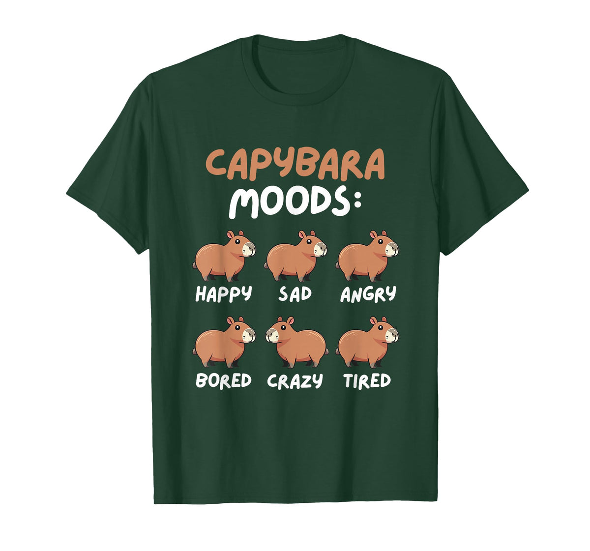 Funny Cute Capybara Moods Children Men Women T-Shirt
