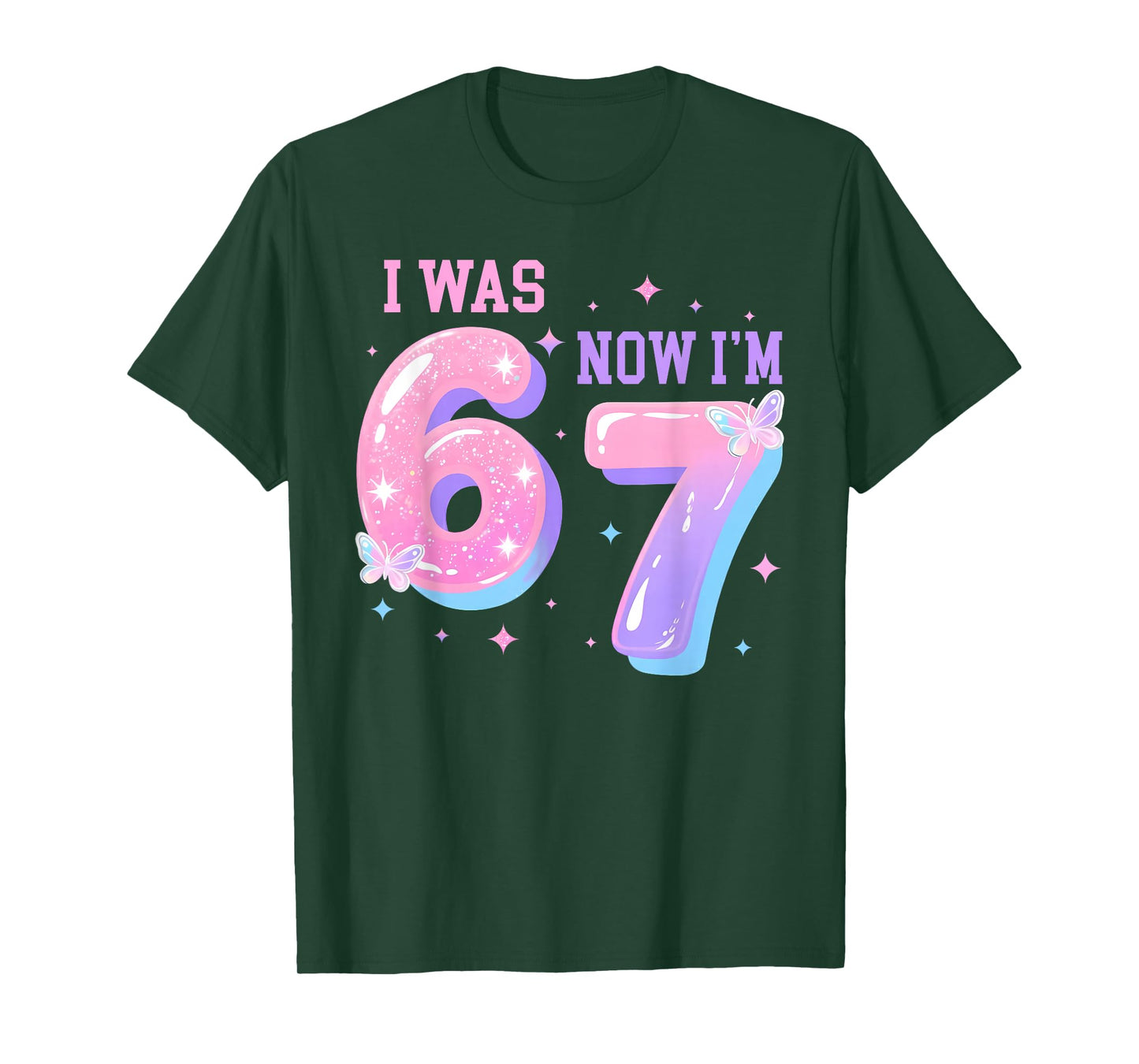 7 Year Old Birthday I was 6 Now I'm 7 67 Groovy 7th Birthday T-Shirt