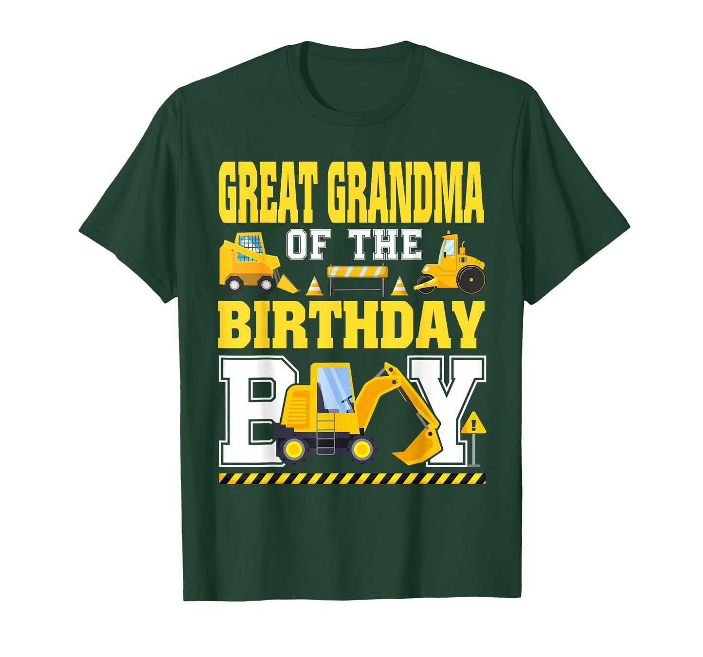 Great Grandma of The Birthday Boy Excavator Construction T-Shirt