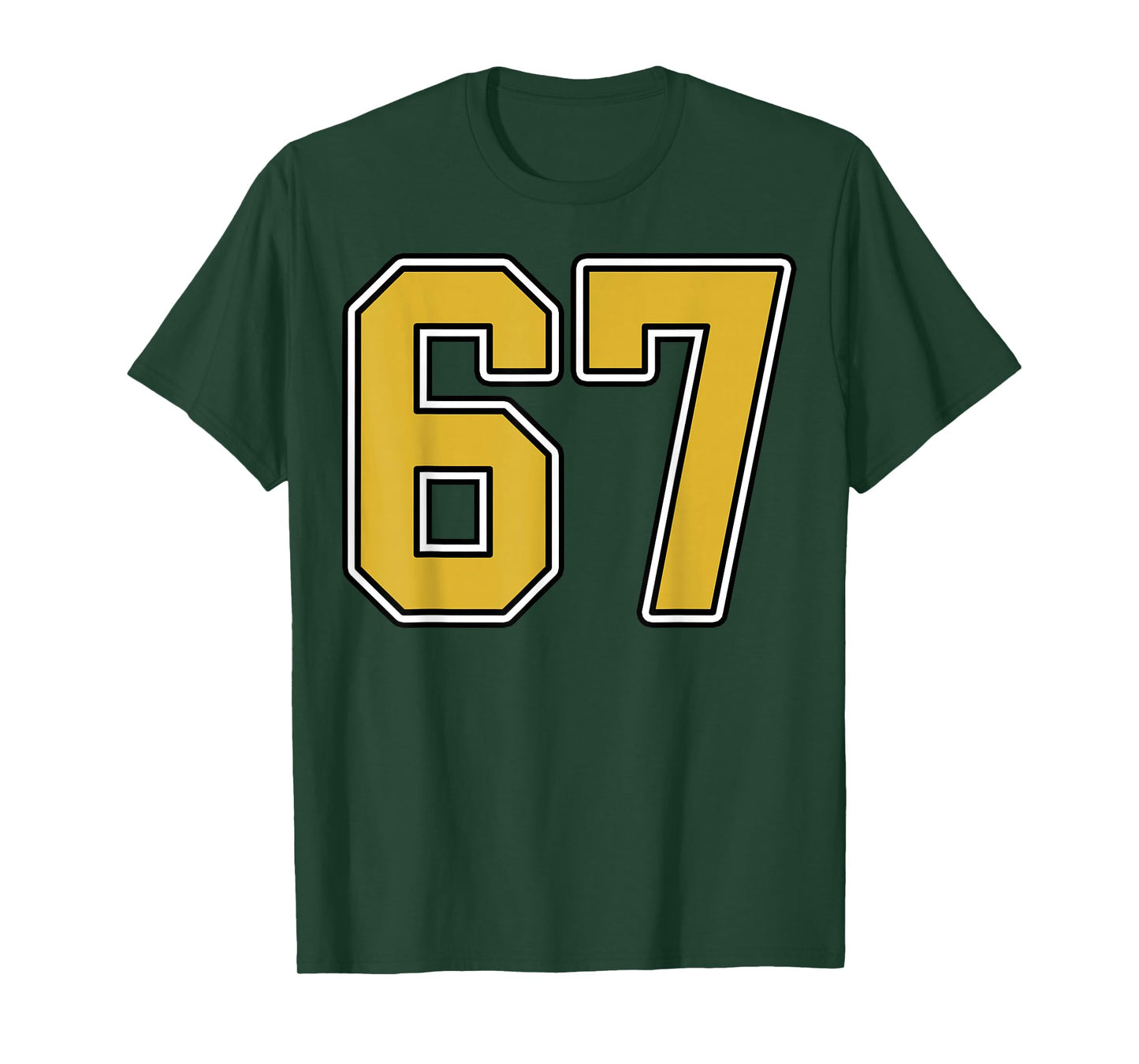 Old Gold Black White Sports Number 67 Jersey Uniform Player T-Shirt