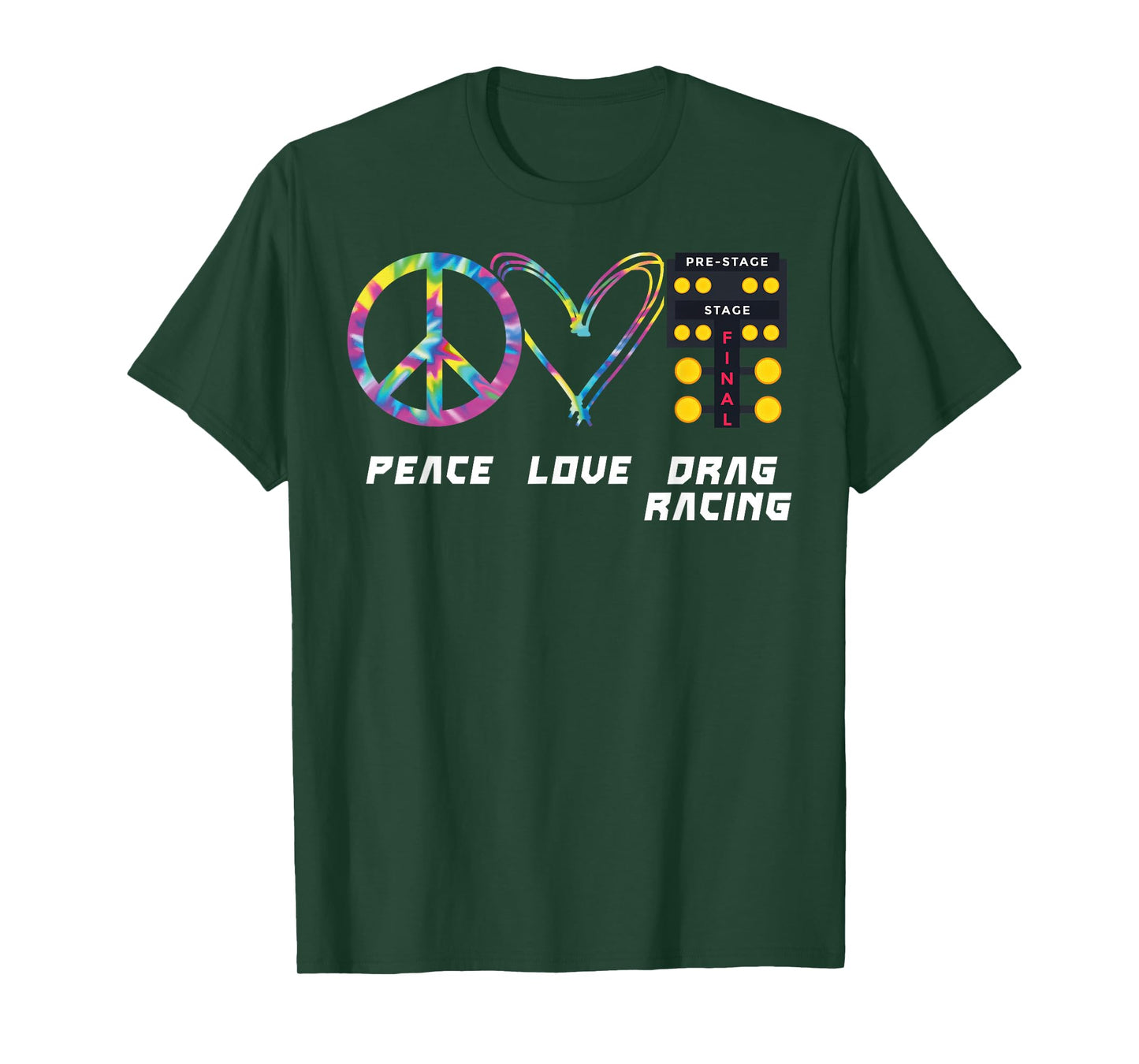 Drag Racing Race Car Girl Retro Tie Dye Peace Love Drag T-Shirt