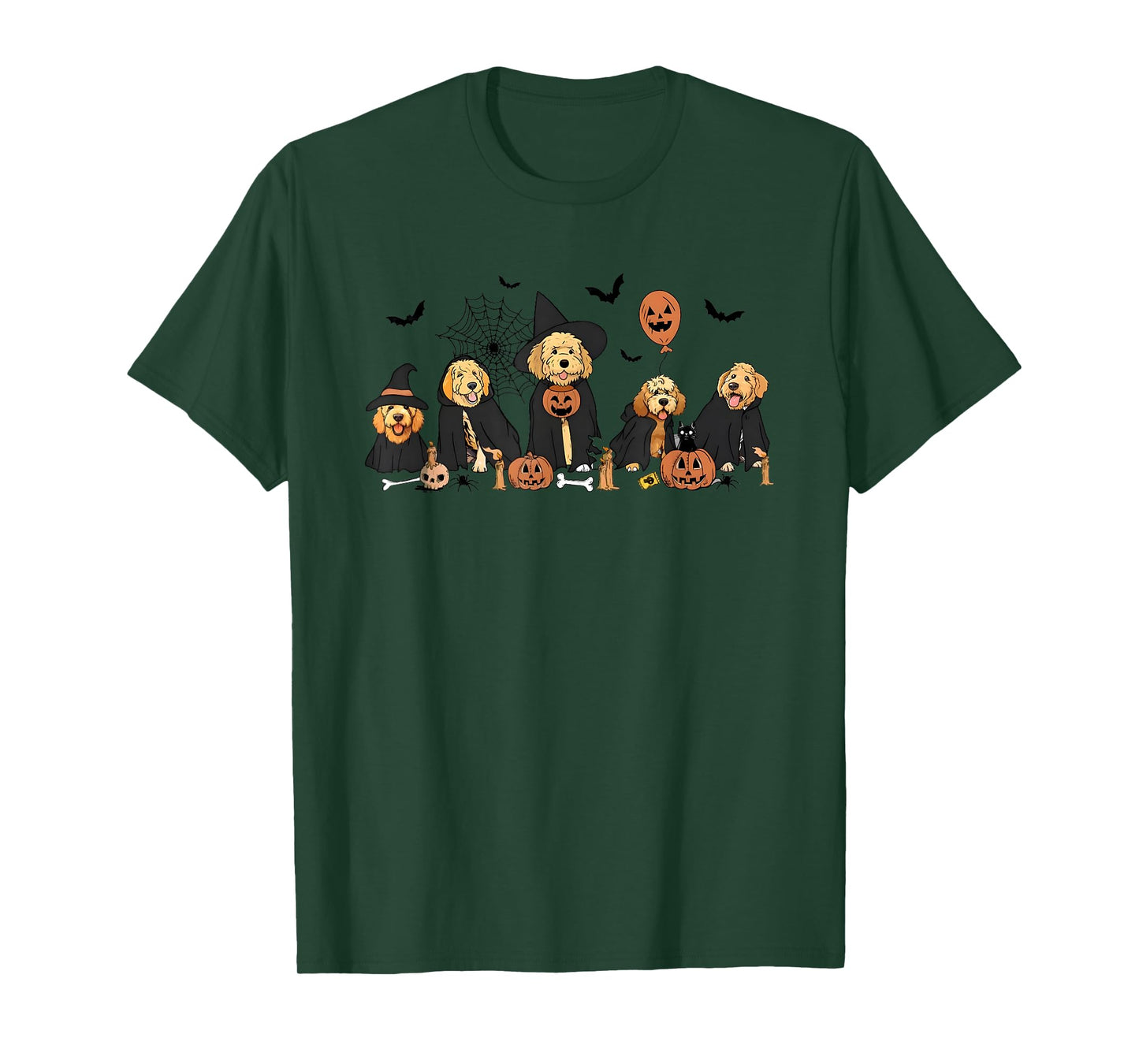 Ghost and Witch Goldendoodle Halloween T-Shirt