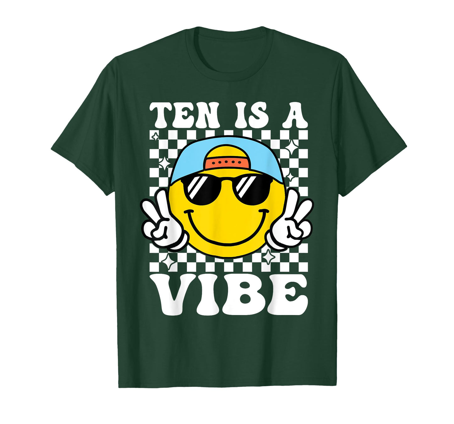 Ten Is A Vibe 10th Birthday Groovy Boys Girls 10 Years Old T-Shirt