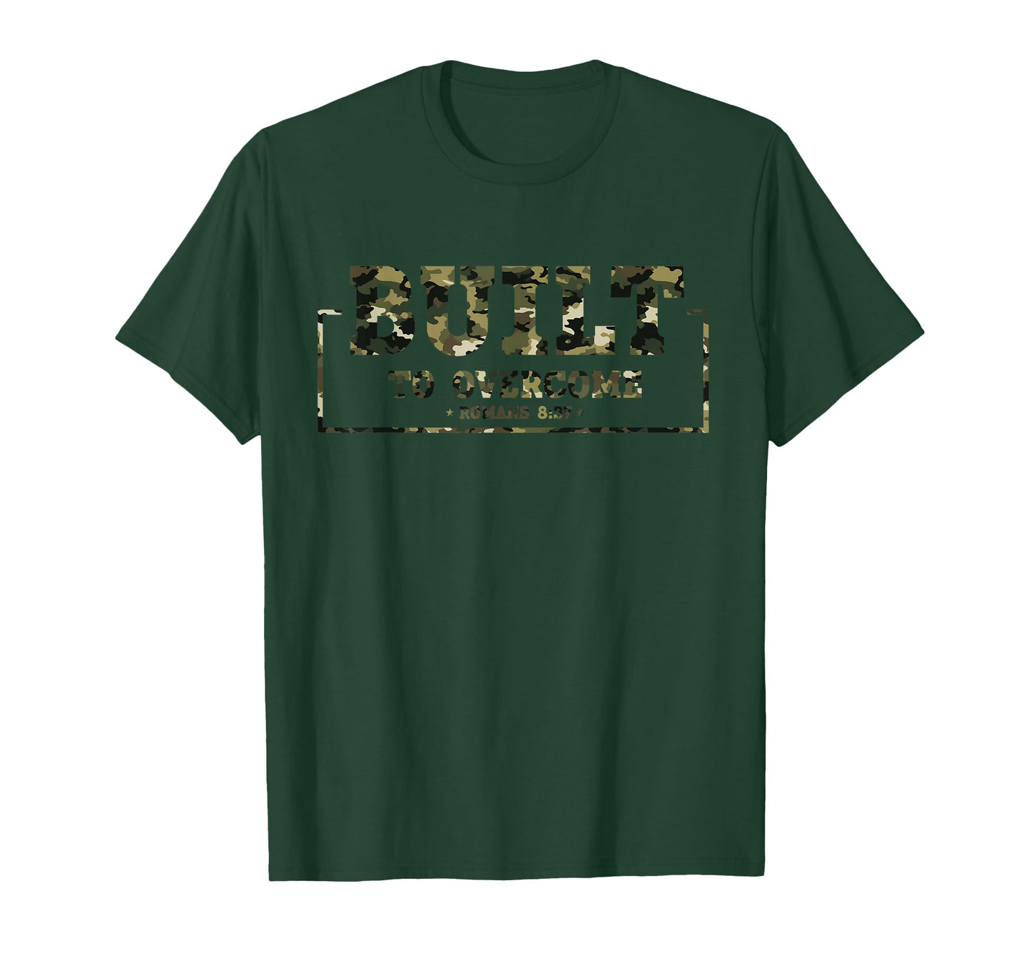 Built to Overcome Camo Gym Christian Workout Scripture Faith T-Shirt