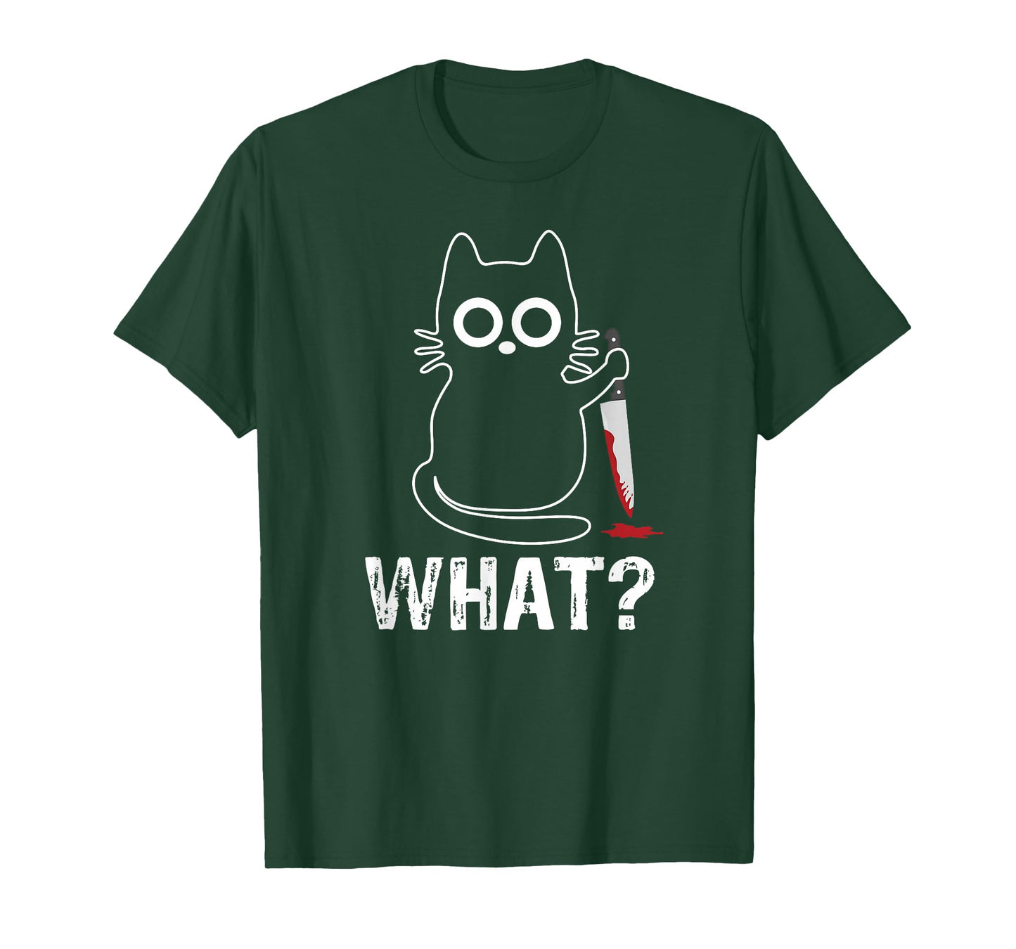 Tech-Tees Cats What? - Funny Cat With Knife Graphic Design T-Shirt, Small, Black