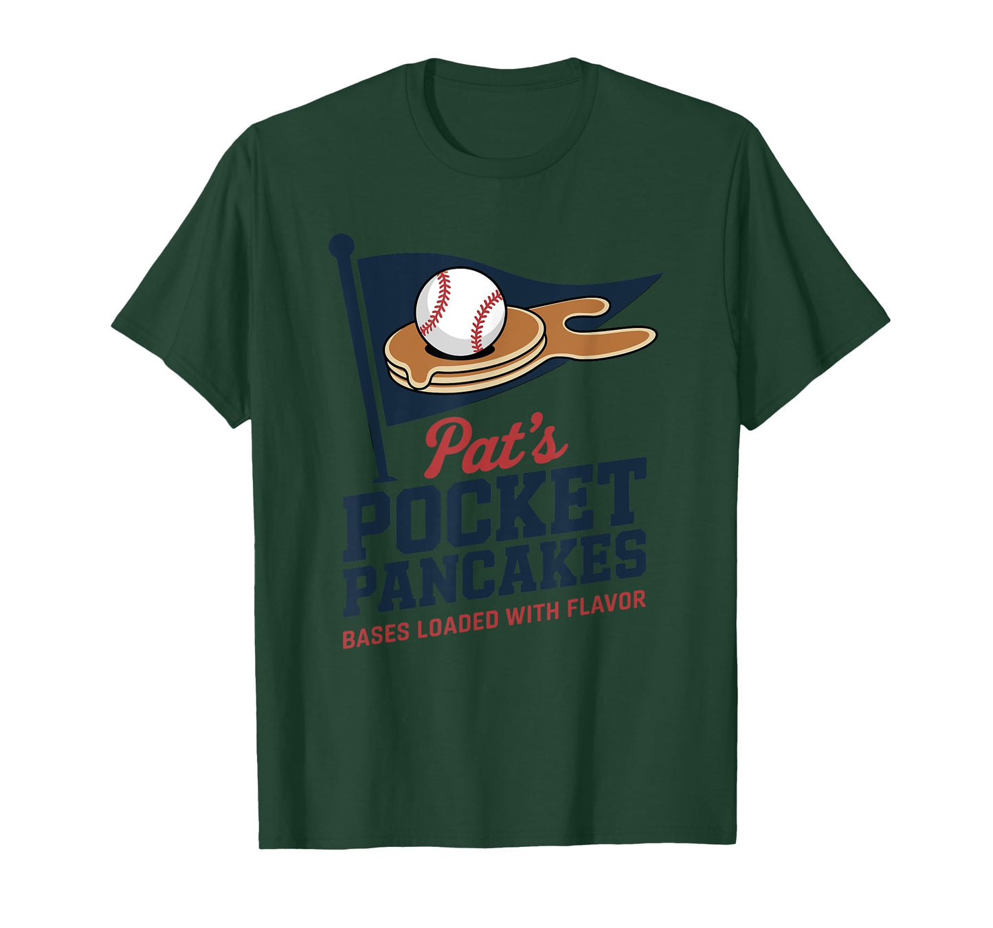 Pat's Pocket Pancakes Flag Baseball On Pancake T-Shirt