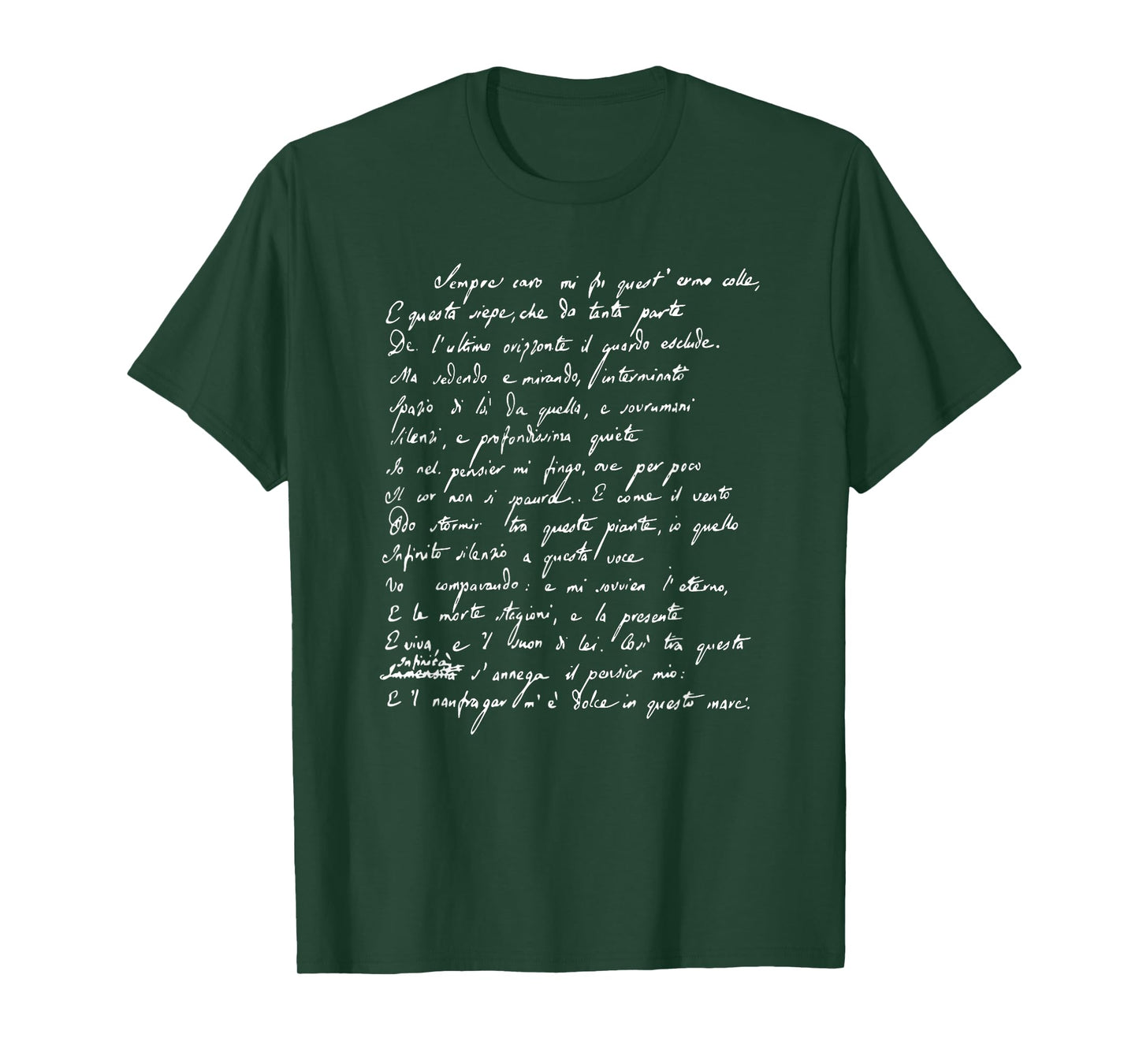 Poetry Giacomo Leopardi Poem L'Infinito Italian Poet T-Shirt