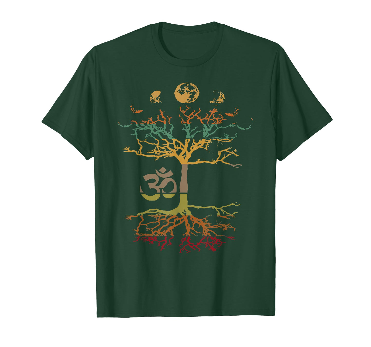 Phases of the Moon Tree of Life Vintage Retro Om Mindfulness T-Shirt