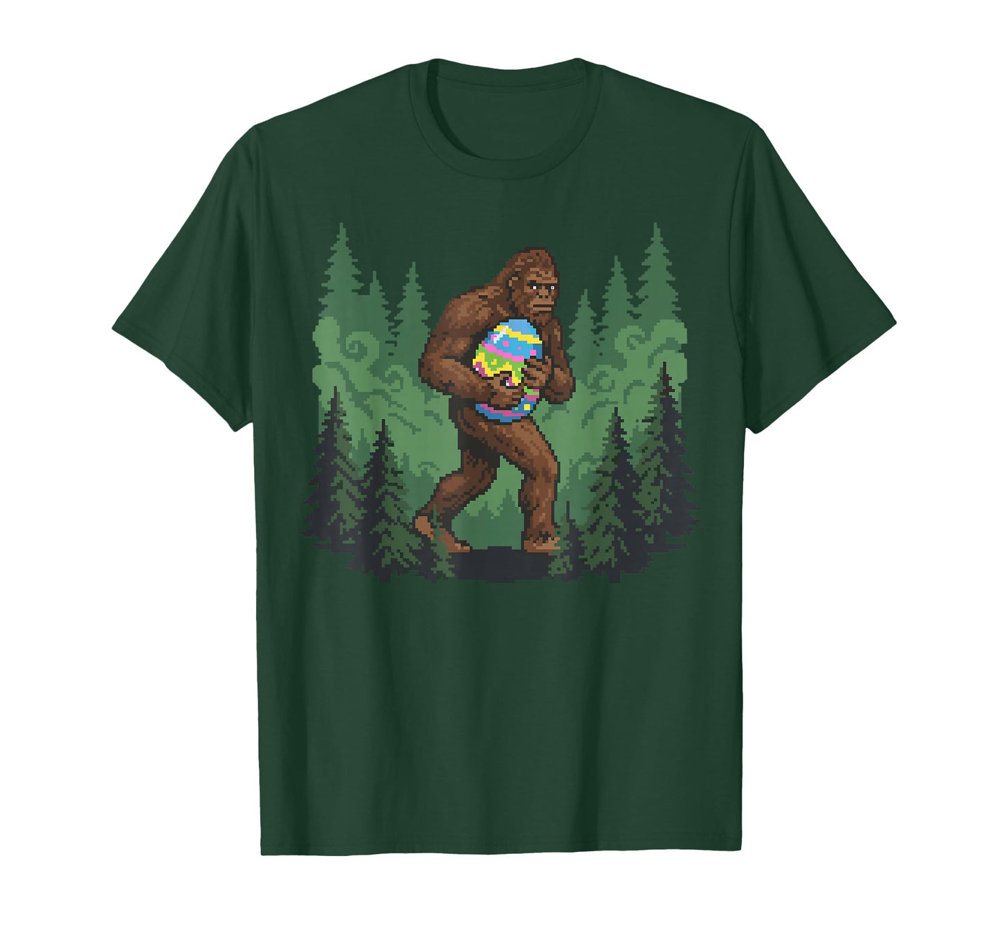 Bigfoot Easter Bunny Sasquatch Egg Hunt Funny Pixel Art T-Shirt