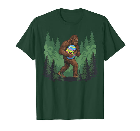 Bigfoot Easter Bunny Sasquatch Egg Hunt Funny Pixel Art T-Shirt
