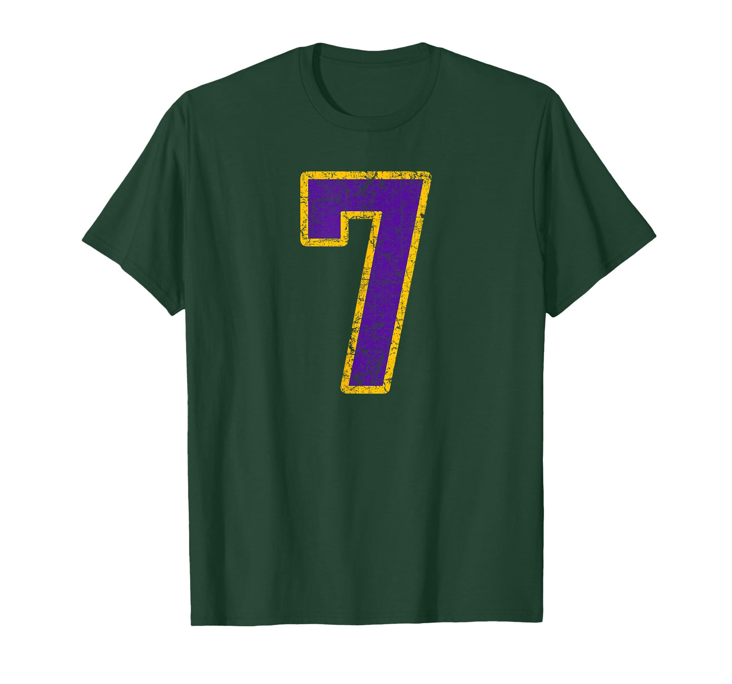 Purple Gold Number 7 Jersey Player Uniform #7 Grunge T-Shirt