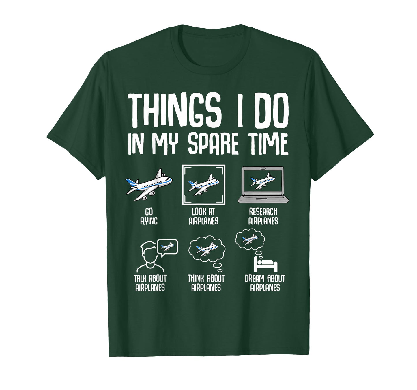 Airplane Things I Do In My Spare Time Plane Pilot Kids Men T-Shirt