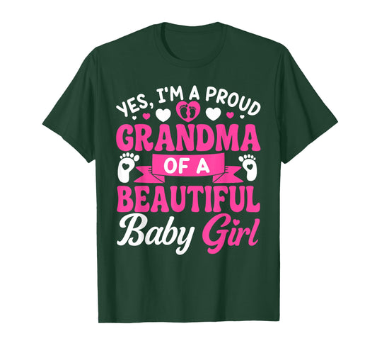 New Baby Announcement 1st Time Proud Girl Grandma T-Shirt