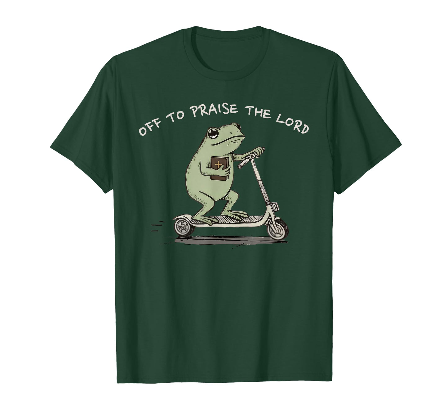 Funny Frog Off to Praise The Lord Christian Scooter T-Shirt