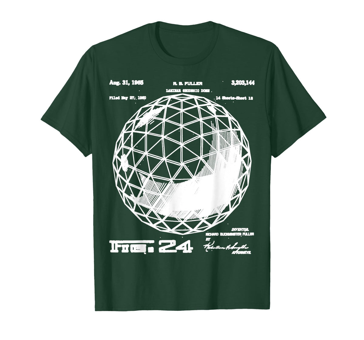 Buckminster Fuller Geodesic Patent Engineering Science Math T-Shirt