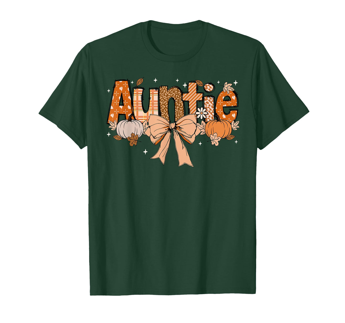 Auntie Pumpkin Fall Coquette Bow Thanksgiving Mom Women T-Shirt