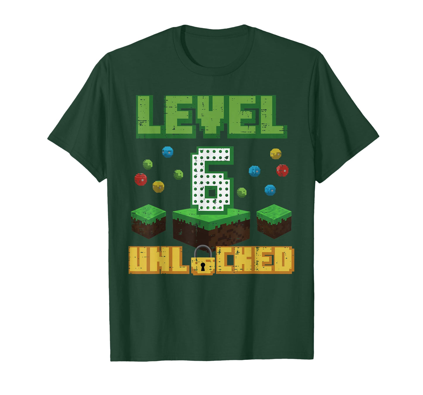 Level 6 Unlocked Pixel Gamer 6th Birthday Gaming Boys Kids T-Shirt