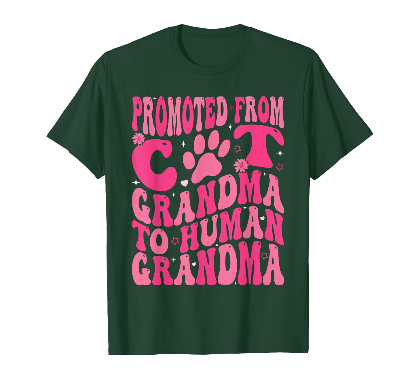 Promoted From Cat Grandma To Human Grandma Mother's Day T-Shirt