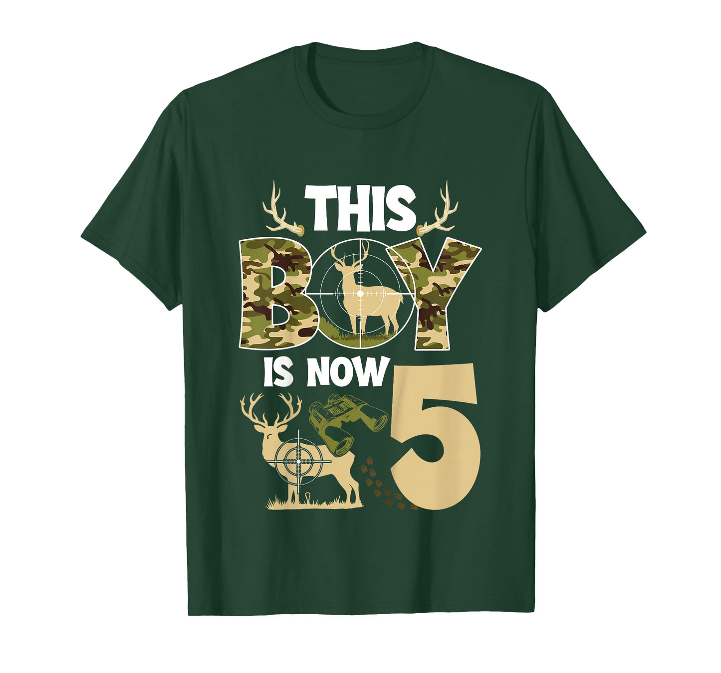 5th Hunting Birthday Party 5 Year Old Hunter Birthday T-Shirt