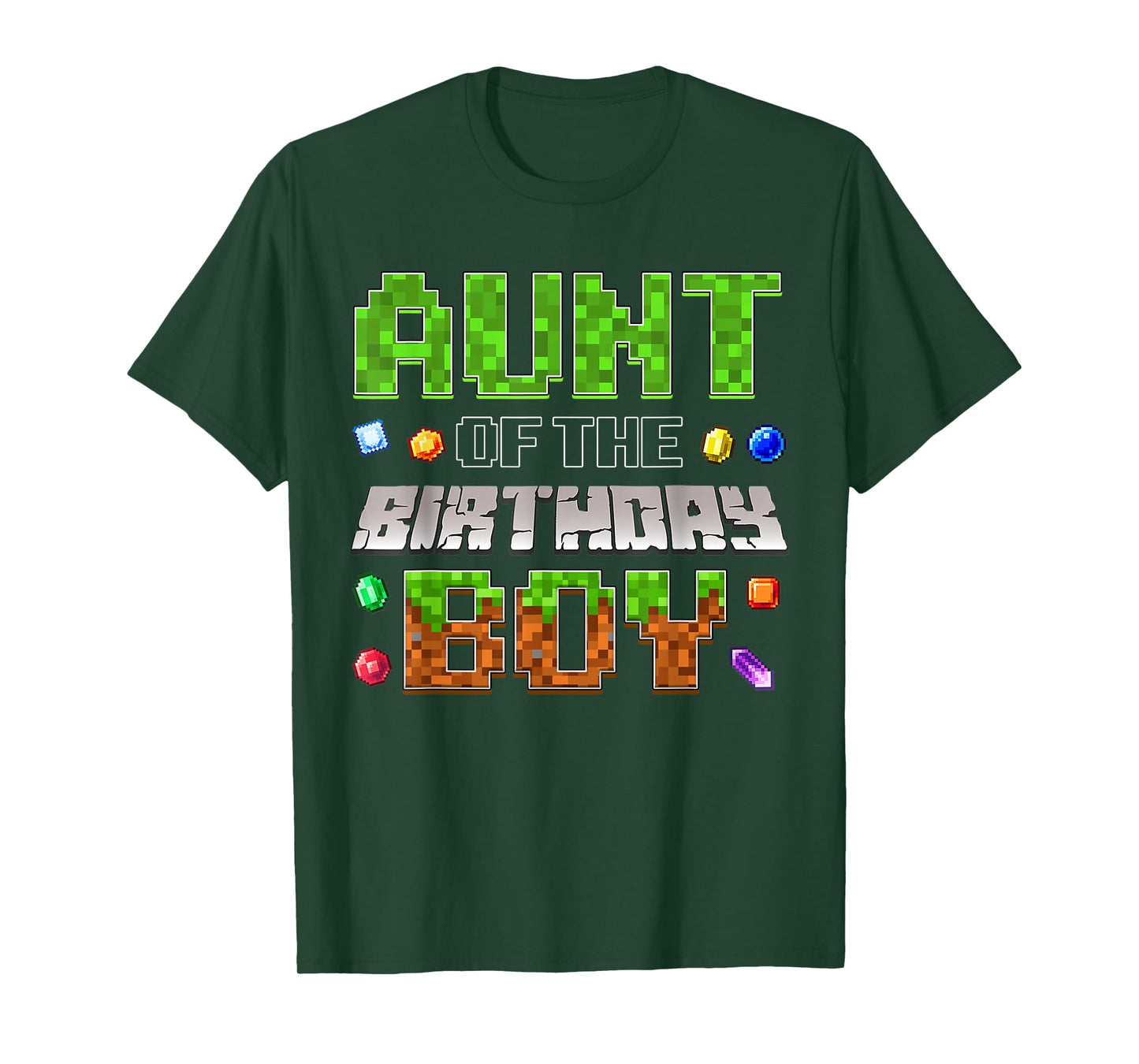 Aunt Of The Birthday Boy Game Pixel Number Birthday Party T-Shirt