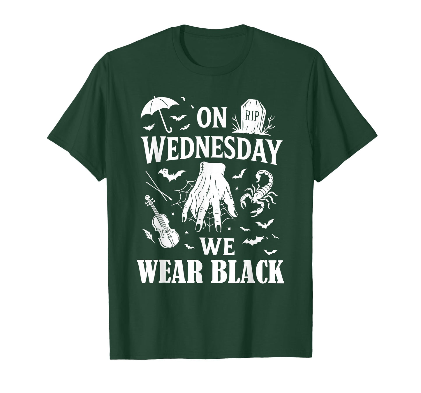 Funny Horror Hand On Wednesdays We Wear Black Halloween T-Shirt