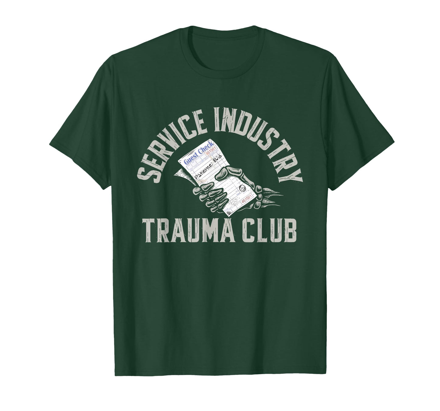Service Industry Trauma Club Funny Server Bartender Skeleton T-Shirt