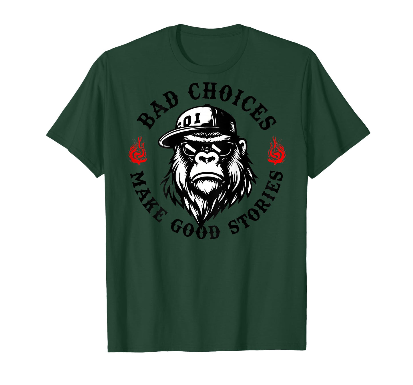 Bad Choices Make Good Stories Funny Monkey (On Back) T-Shirt