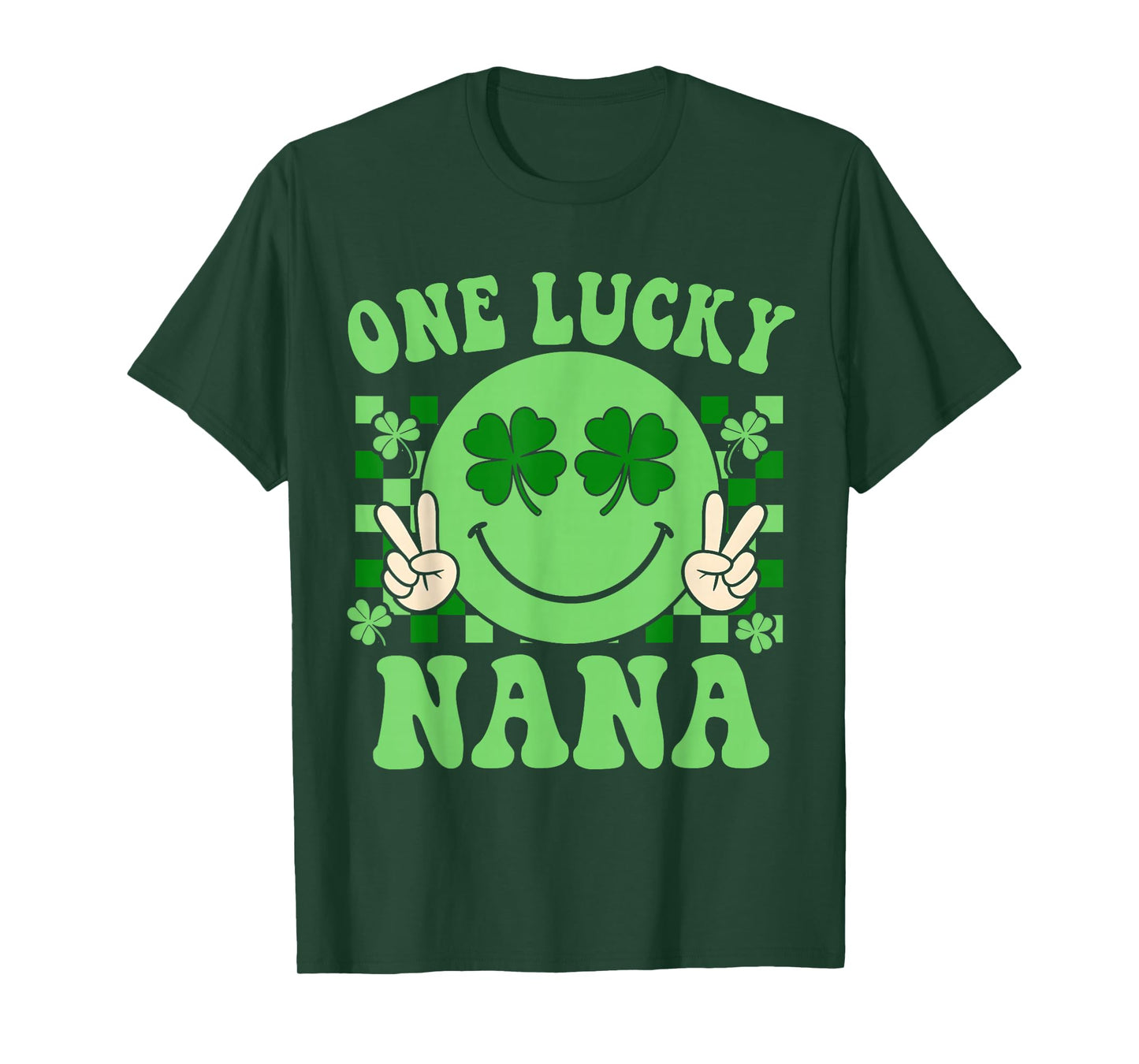 St Patricks Day Family Matching Groovy Retro One Lucky Nana T-Shirt