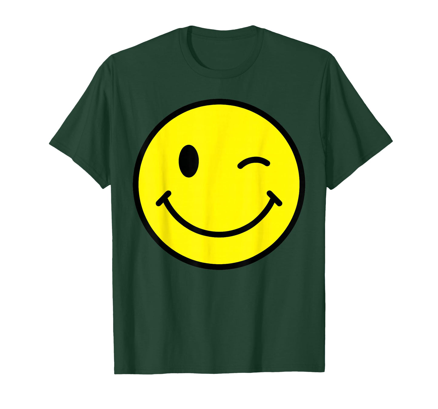 70s Yellow Smile Face Winking Happy Wink Smiling Funny Retro T-Shirt