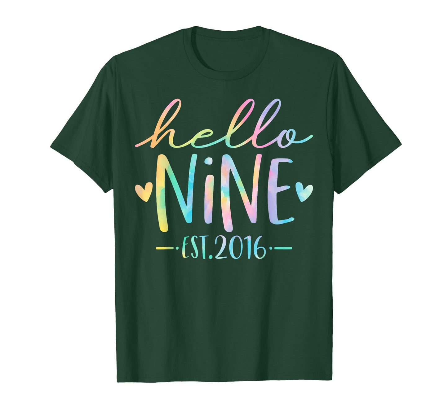 Hello Nine Est 2016 9 Years Old 9th Birthday Girls Boys T-Shirt