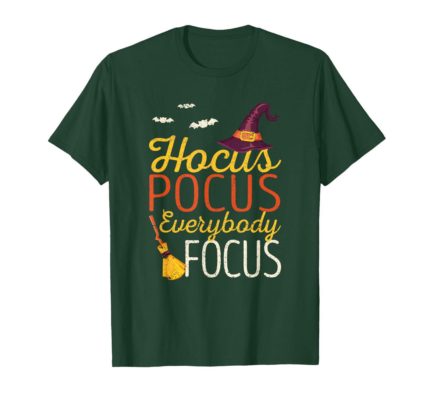 Hocus Pocus Everybody Focus Funny Halloween Teacher Witch T-Shirt for Men Women Kids