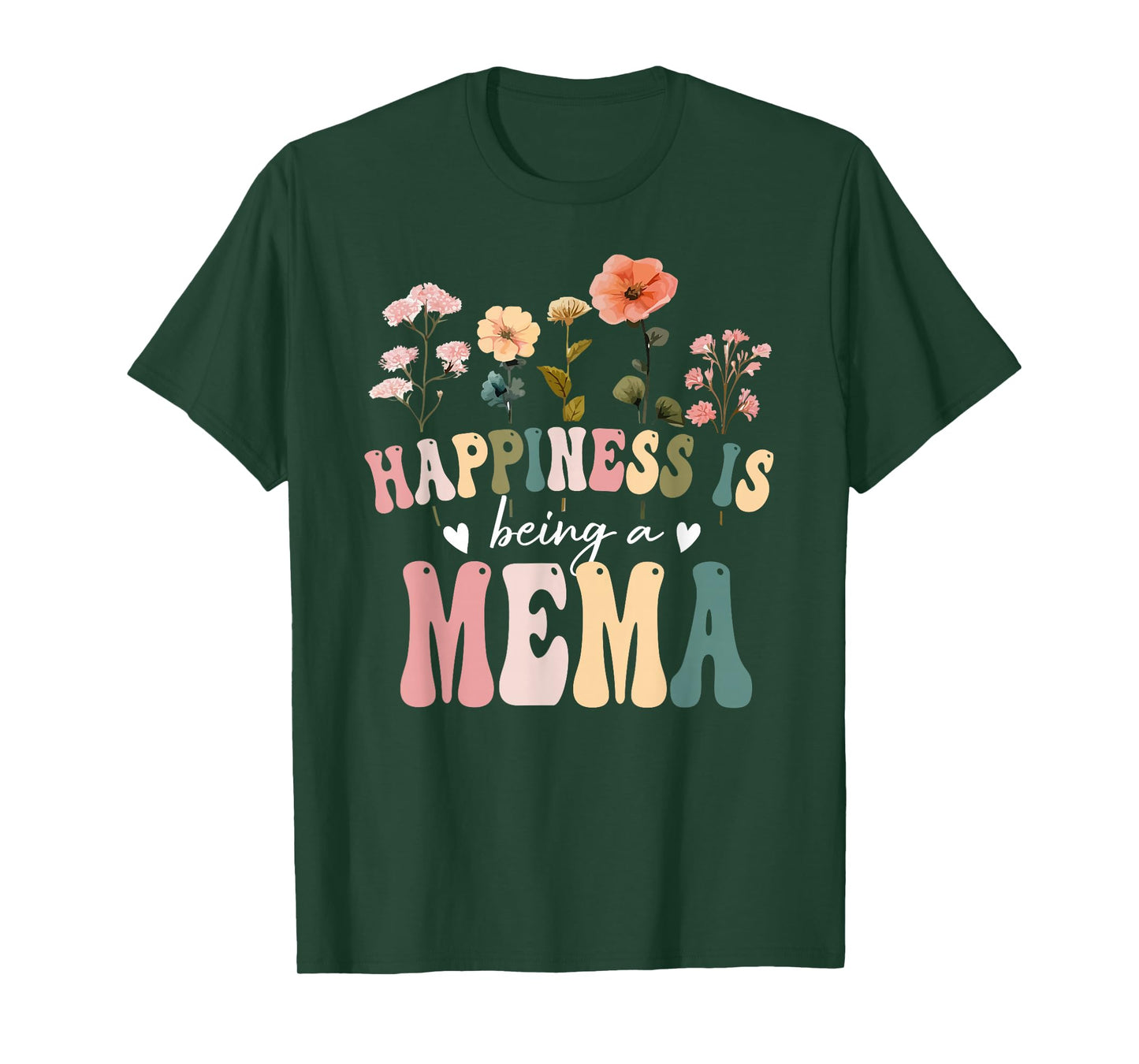 Happiness is Being a Mema Floral Design Mema Mother's Day T-Shirt